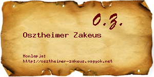Osztheimer Zakeus névjegykártya